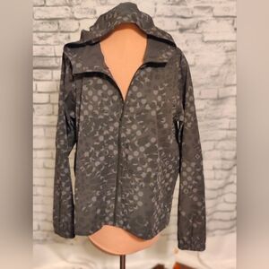 Lululemon Primal Dot Max black gray water repellent Packable Hood full front zip